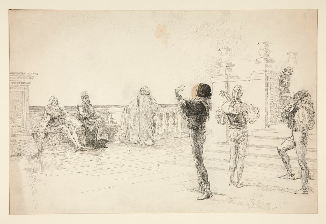 Baltazar śpiewa: autorstwa Edwin Austin Abbey