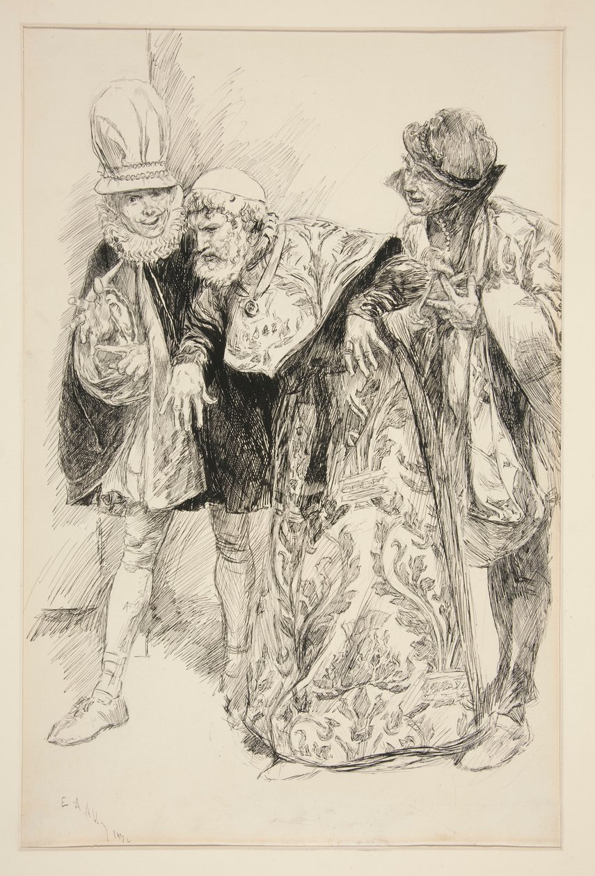 Protesty baptystów, ilustracja do aktu I, scena i, Poskromienie złośnicy autorstwa Edwin Austin Abbey