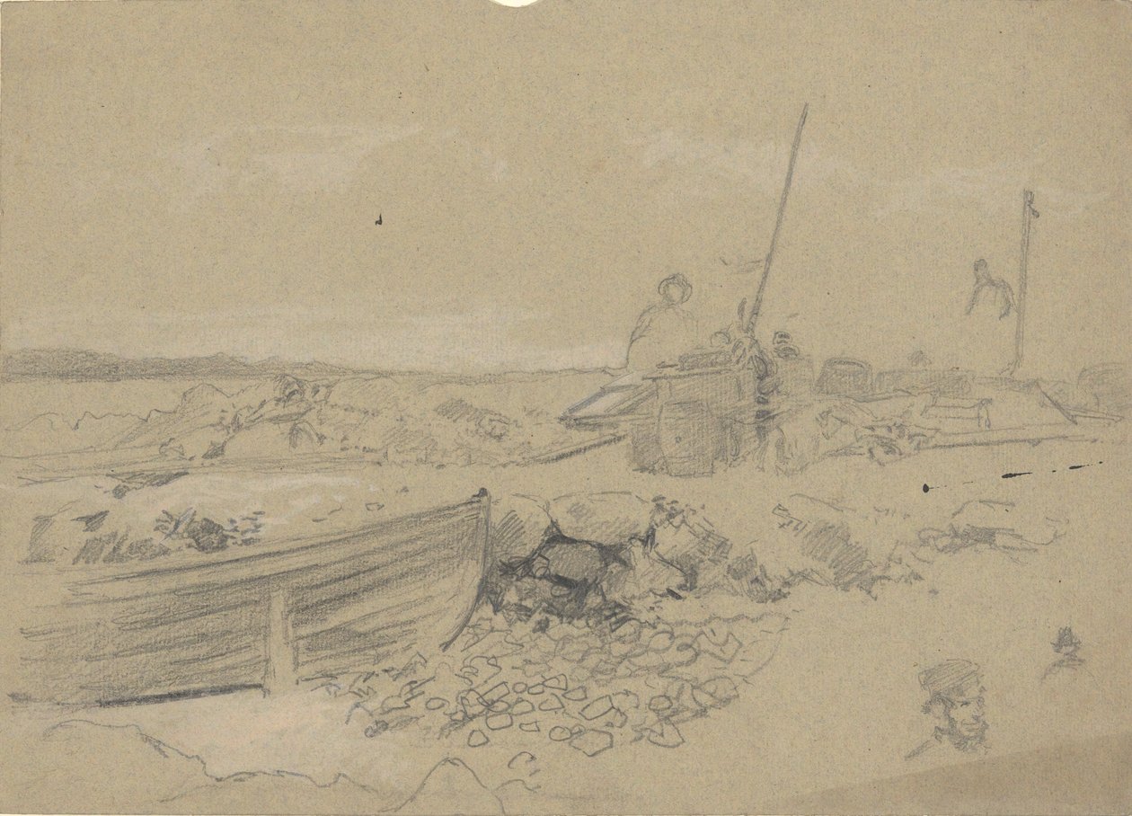Scena na plaży z dory autorstwa Edwin Austin Abbey