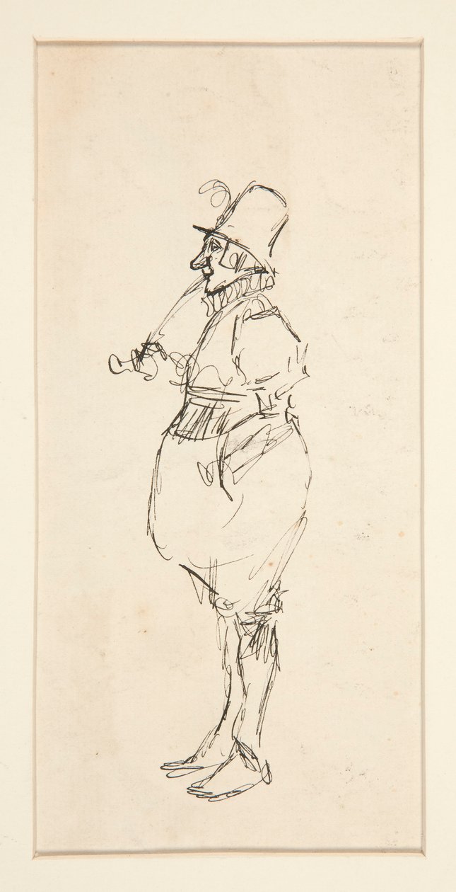 Kreskówka mężczyzna w pantaloonach autorstwa Edwin Austin Abbey