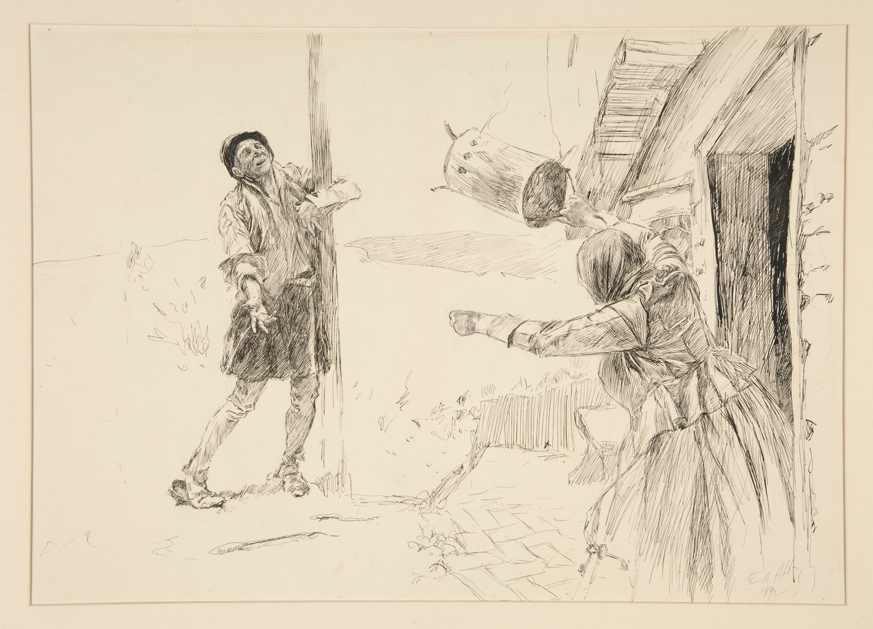 Christopher Sly, ilustracja do Wstępu, Scena II, Poskromienie złośnicy autorstwa Edwin Austin Abbey