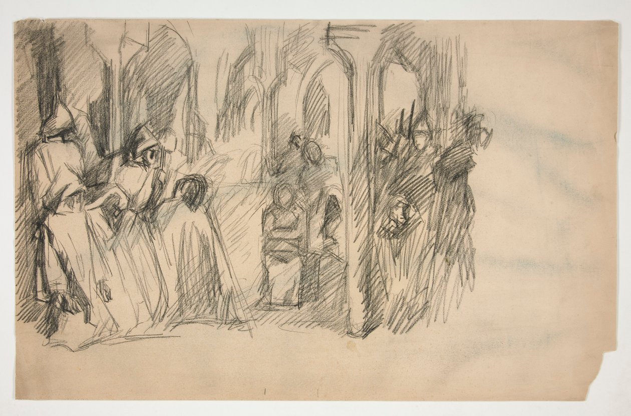 Studium kompozycji do serii murali The Quest of the Holy Graal w Bibliotece Publicznej w Bostonie autorstwa Edwin Austin Abbey