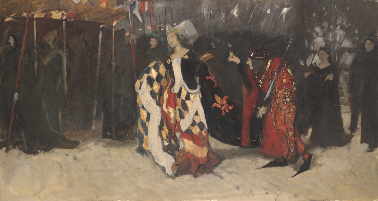 Studium kompozytorskie dla Richarda, księcia Gloucester i Lady Anne autorstwa Edwin Austin Abbey