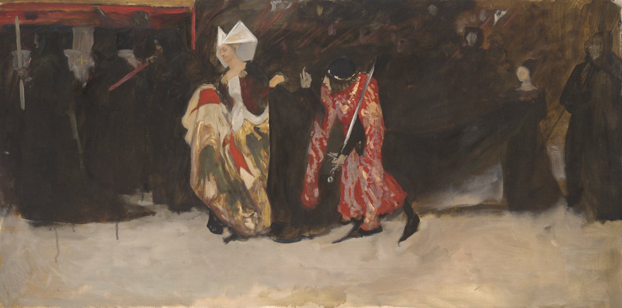 Studium kompozytorskie dla Richarda, księcia Gloucester i Lady Anne autorstwa Edwin Austin Abbey