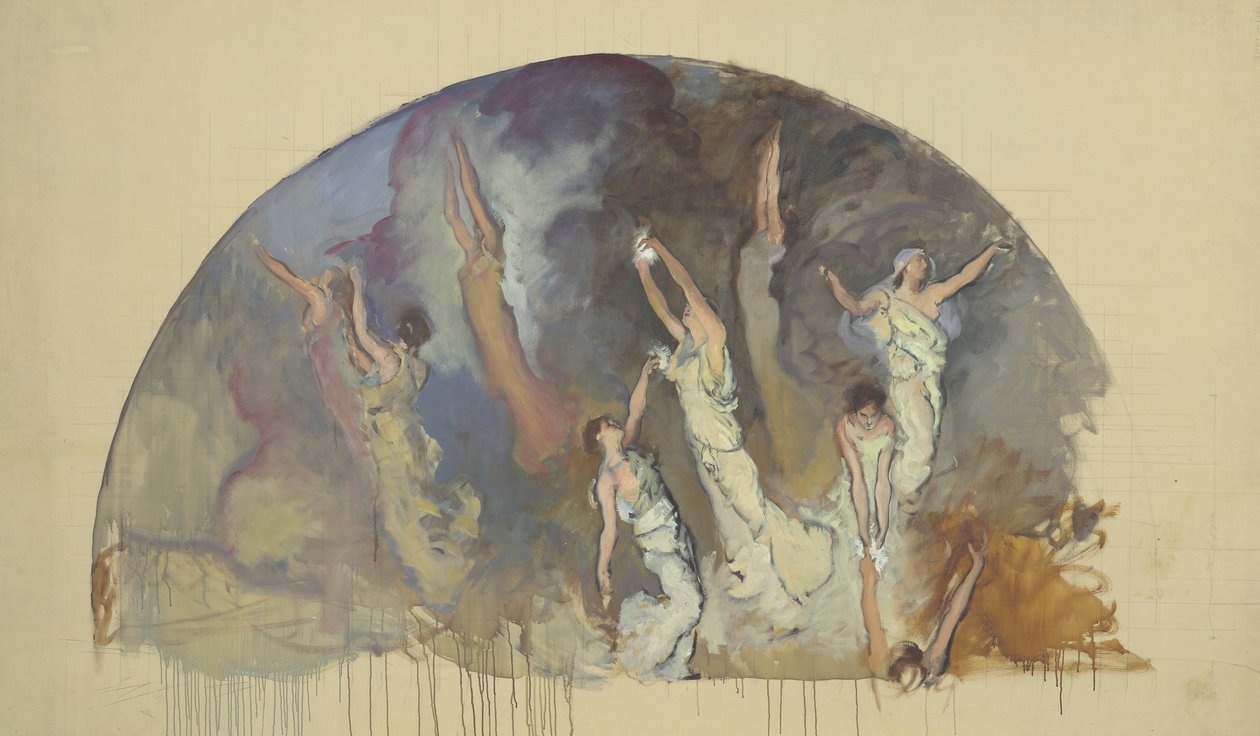 Studium kompozytorskie dla The Spirit of Light, Rotunda, Pennsylvania State Capitol, Harrisburg autorstwa Edwin Austin Abbey