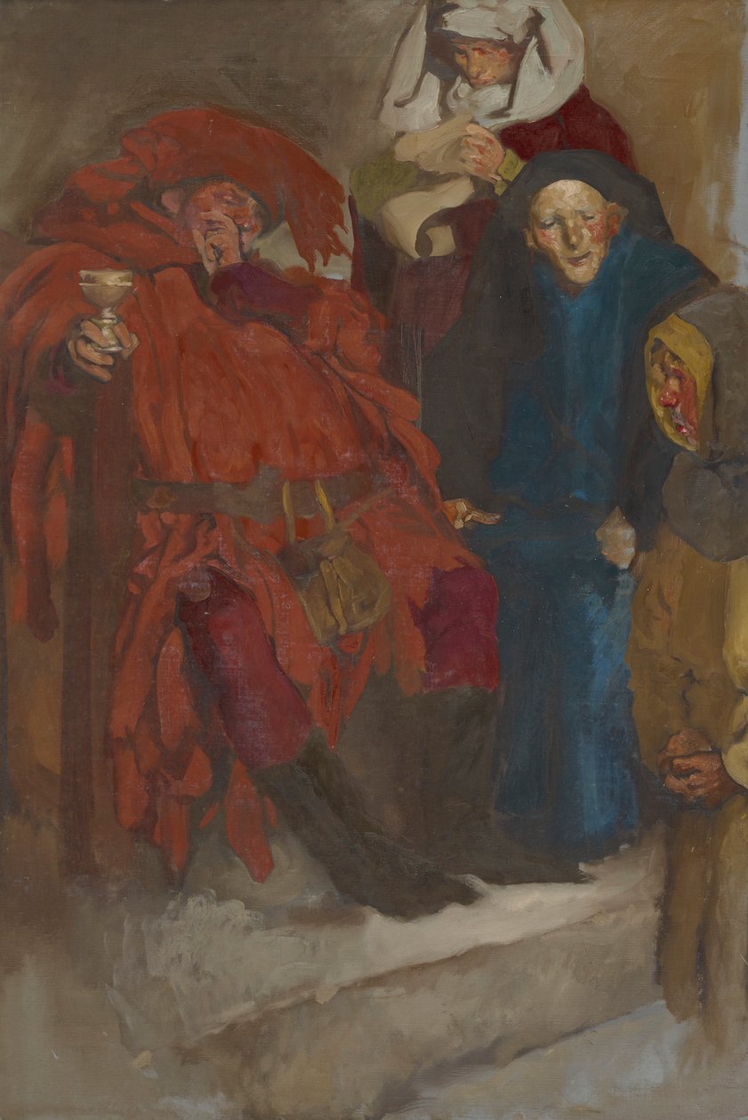 Studium kompozycyjne, prawdopodobnie dla Wesołych kumpel z Windsoru autorstwa Edwin Austin Abbey