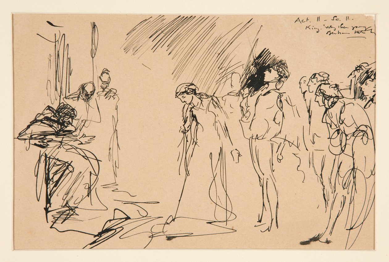 Scena dworska (Akt II, Scena II, Król Lear?) autorstwa Edwin Austin Abbey