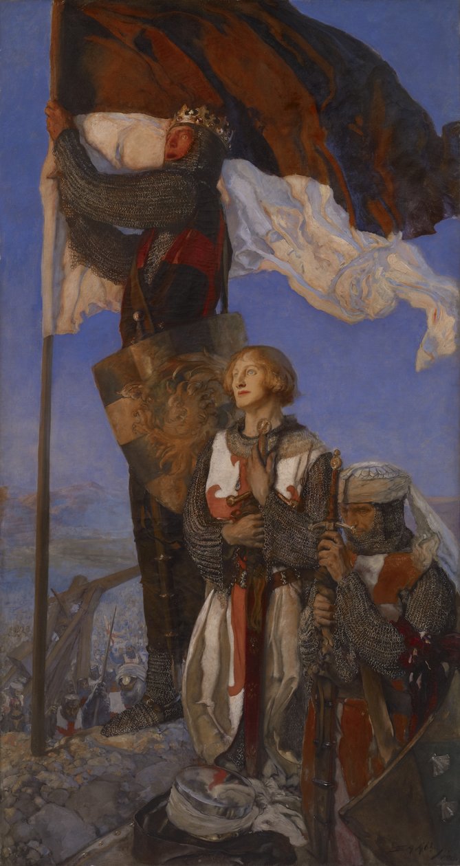 Krzyżowcy obserwujący Jerozolimę, 1901 autorstwa Edwin Austin Abbey