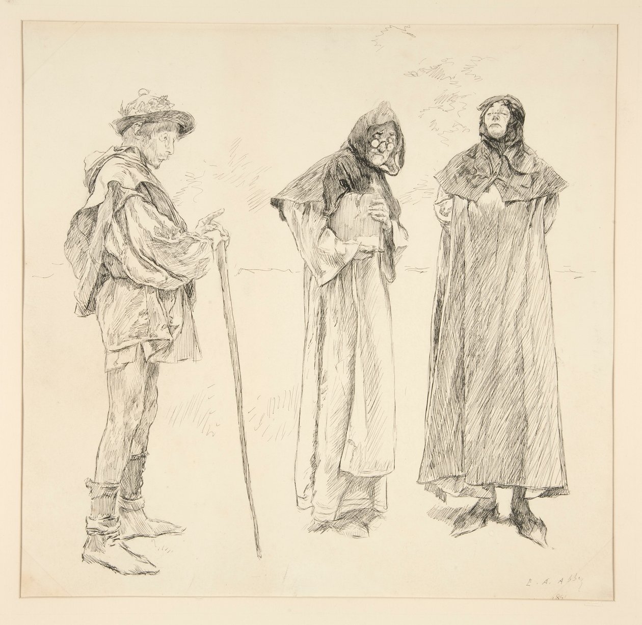 Nudny, Sir Nataniel, Holofernes, z aktu IV, scena II, Miłość autorstwa Edwin Austin Abbey