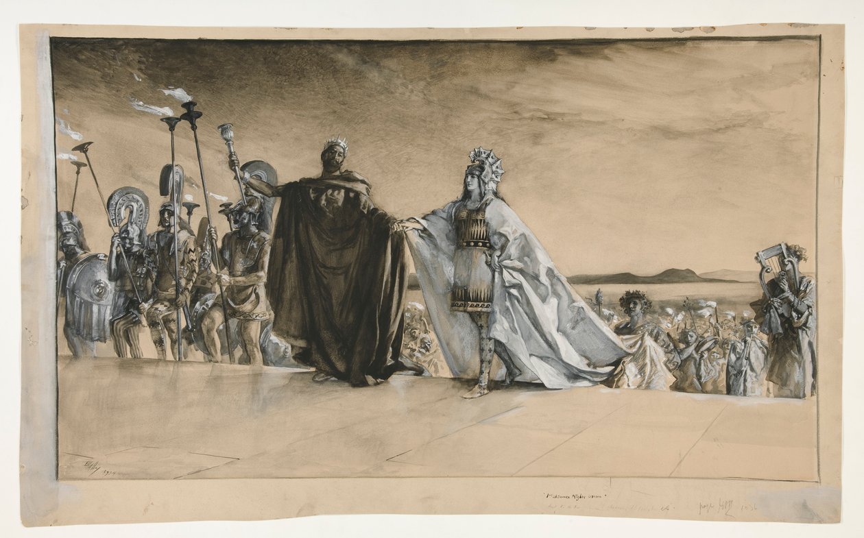 Wchodzi Tezeusz, ilustracja do aktu I, scena I, Noc Świętojańska autorstwa Edwin Austin Abbey