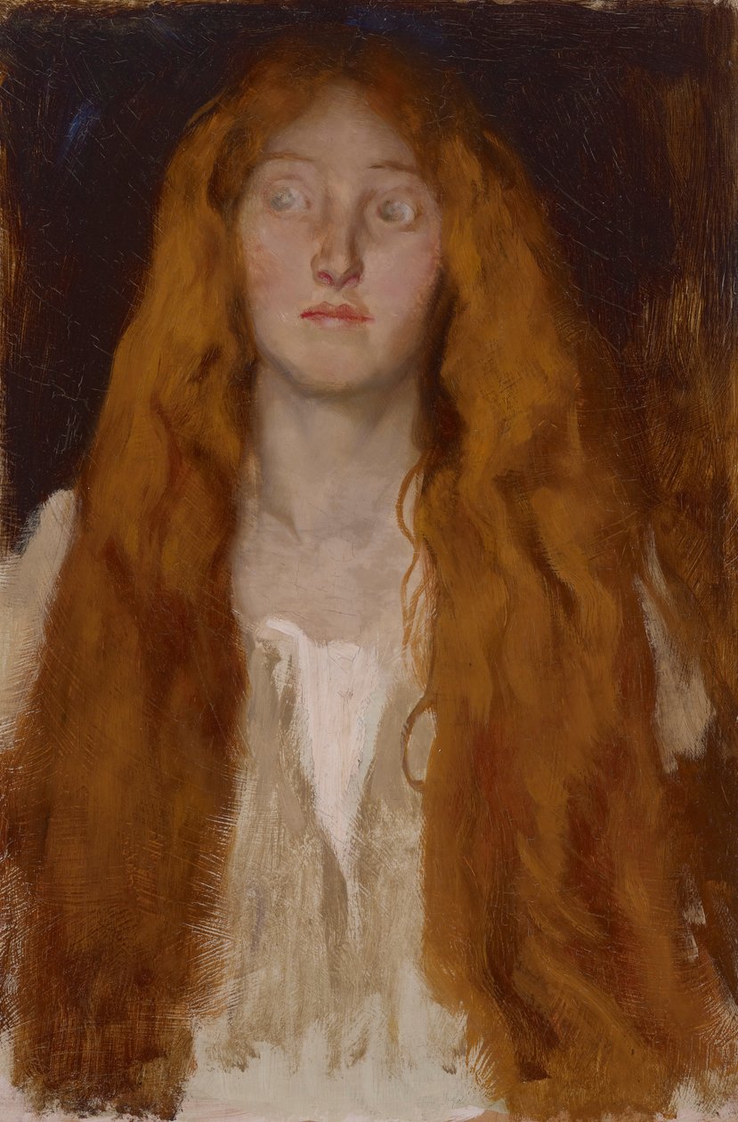 Studium postaci Ofelii, dla Sceny zabawy, Hamlet, Akt III, Scena II autorstwa Edwin Austin Abbey