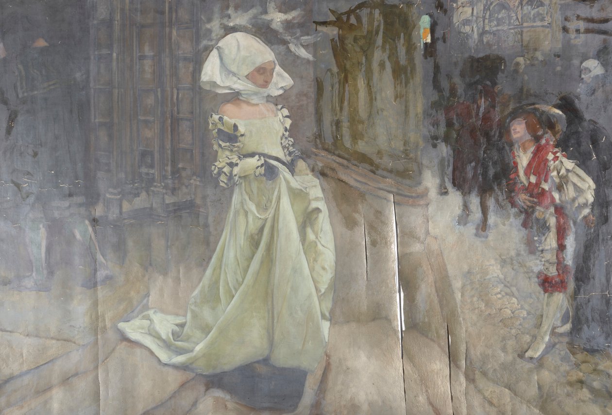 Studium postaci, prawdopodobnie dla Margaret i Fausta autorstwa Edwin Austin Abbey