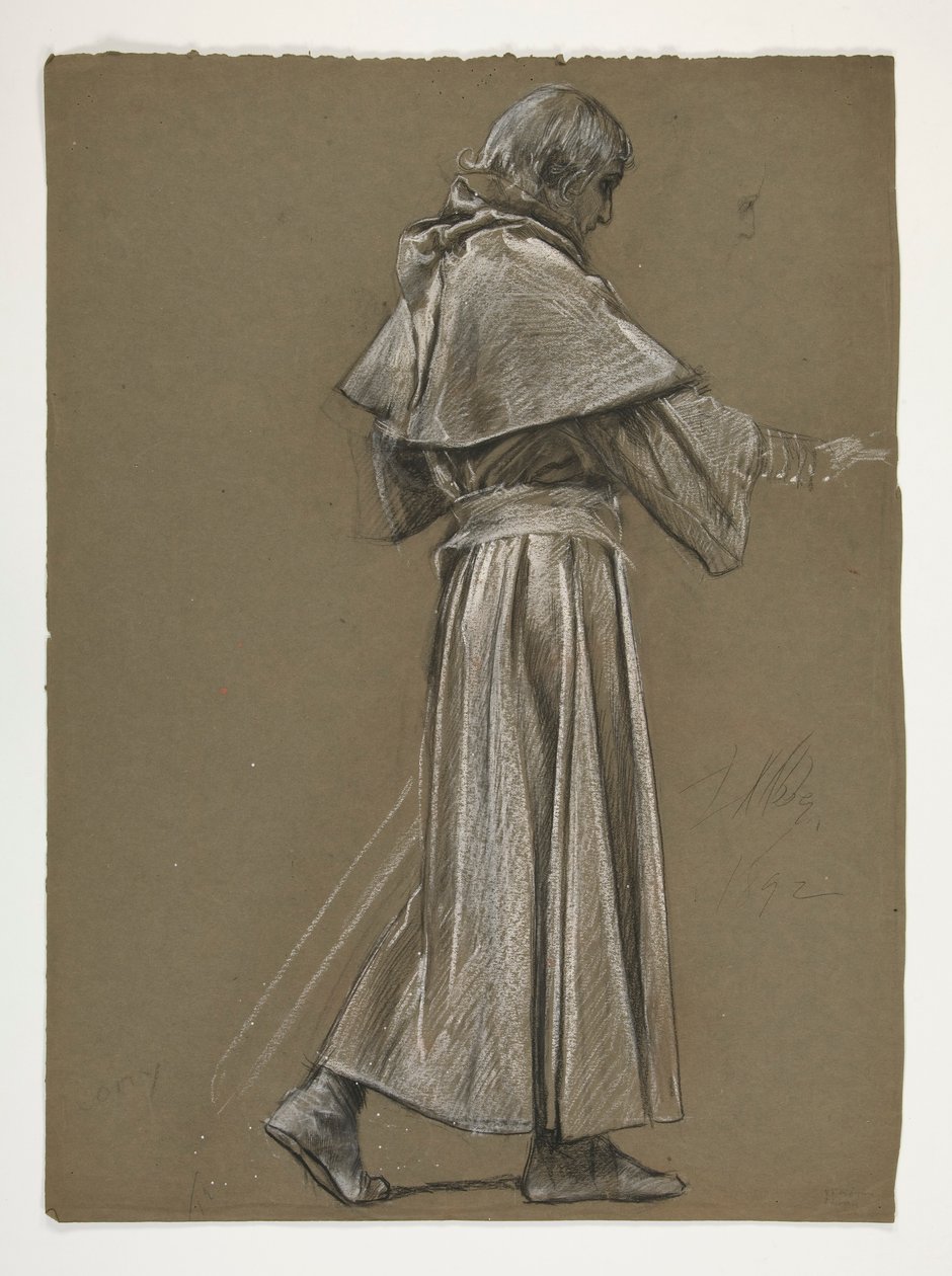 Studium postaci dla króla Artura autorstwa Edwin Austin Abbey