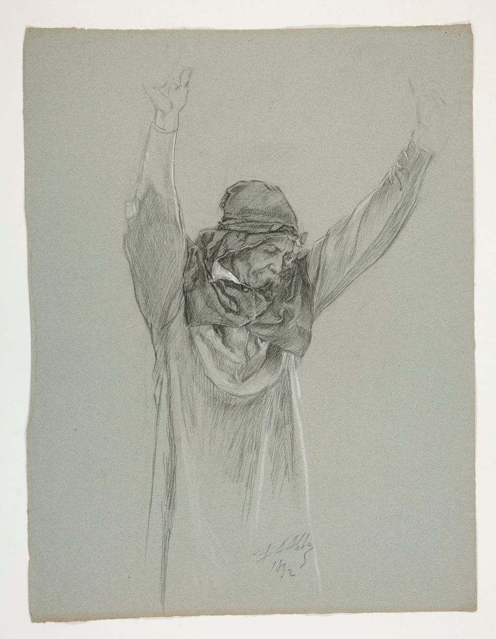 Studium postaci dla króla Artura autorstwa Edwin Austin Abbey