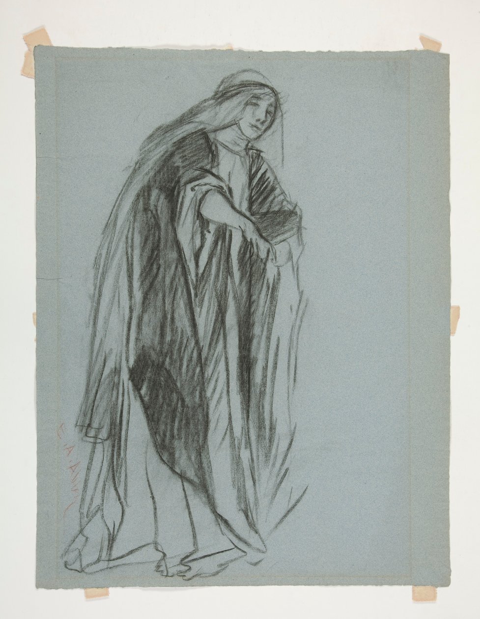Studium postaci dla Zamku Dziewic(?), z The Quest of the Holy Graal (seria piętnastu obrazów dla Biblioteki Publicznej w Bostonie, ukończona w 1901) autorstwa Edwin Austin Abbey