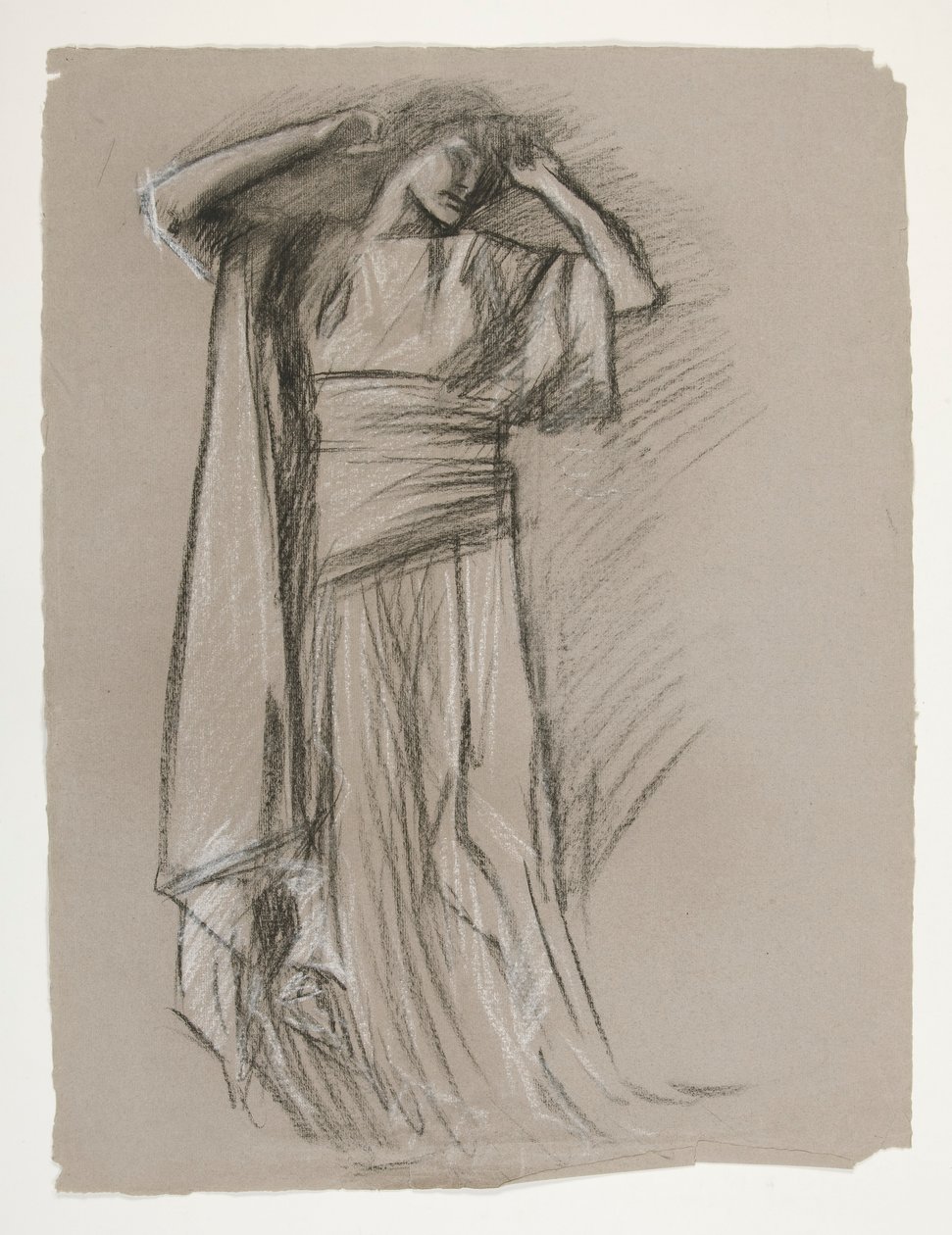Studium figurowe dla Zamku Dziewic(?), z The Quest of the Holy Graal (seria 15 obrazów dla Biblioteki Publicznej w Bostonie, ukończona w 1901) autorstwa Edwin Austin Abbey