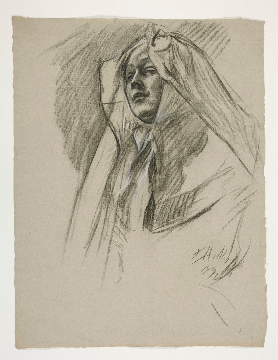 Studium postaci dla Dzieciństwa Galahada z Poszukiwania Świętego Graala (seria 15 obrazów dla Biblioteki Publicznej w Bostonie, ukończona w 1901) autorstwa Edwin Austin Abbey
