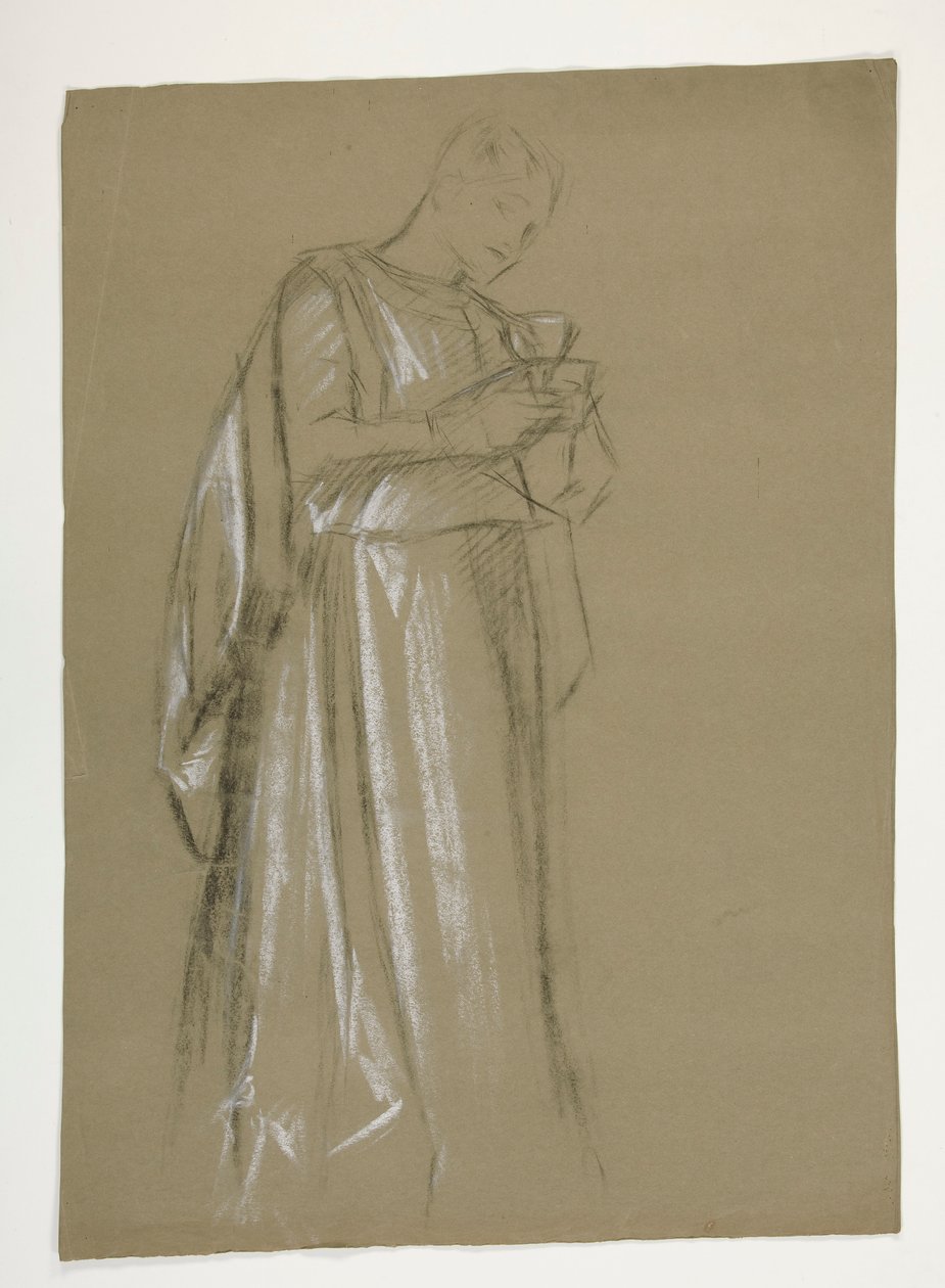 Studium postaci dla niemowląt Galahad (?), z The Quest of the Holy Graal (pierwszy z serii piętnastu murali dla Biblioteki Publicznej w Bostonie, ukończony w 1901) autorstwa Edwin Austin Abbey