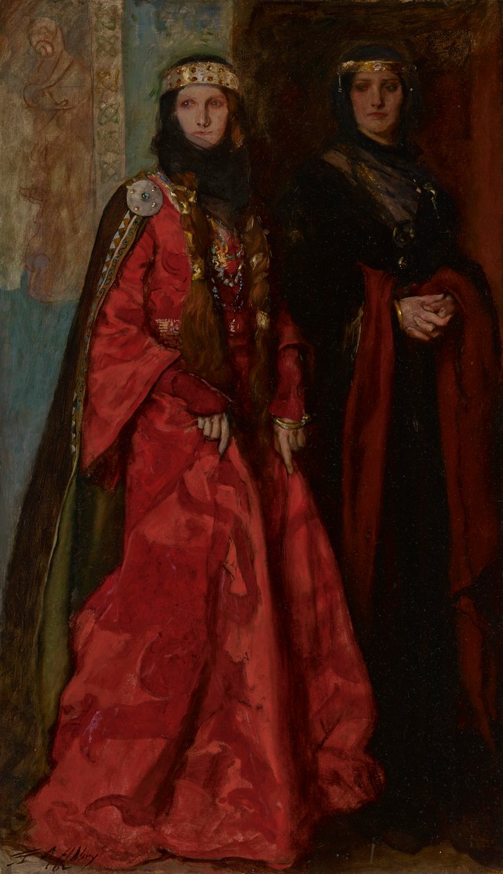 Goneril i Regan, Król Lear, Akt I, Scena I autorstwa Edwin Austin Abbey