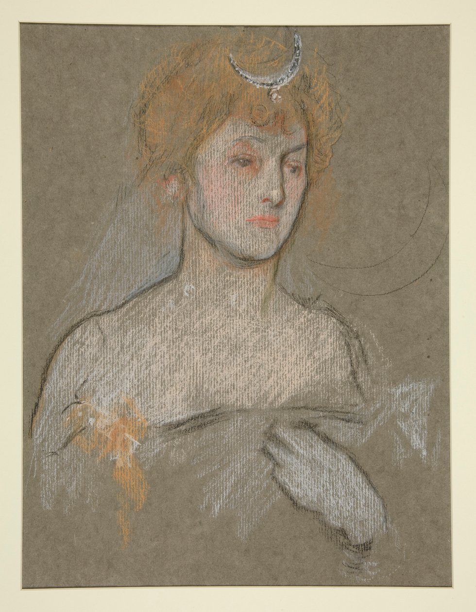Głowa i ramiona kobiety, portret koronacyjny Edwarda VII autorstwa Edwin Austin Abbey