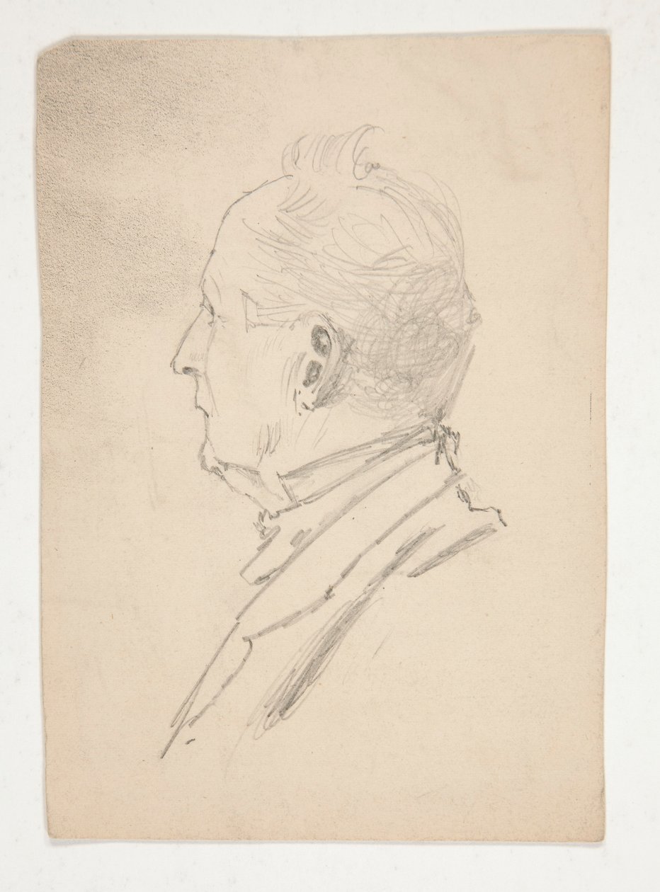 Głowa mężczyzny (recto); Fragmenty szkiców (verso) autorstwa Edwin Austin Abbey