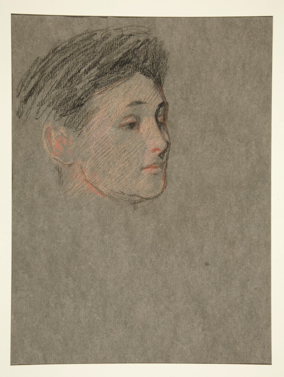 Głowa kobiety, czarne włosy, na koronację Edwarda. VII autorstwa Edwin Austin Abbey