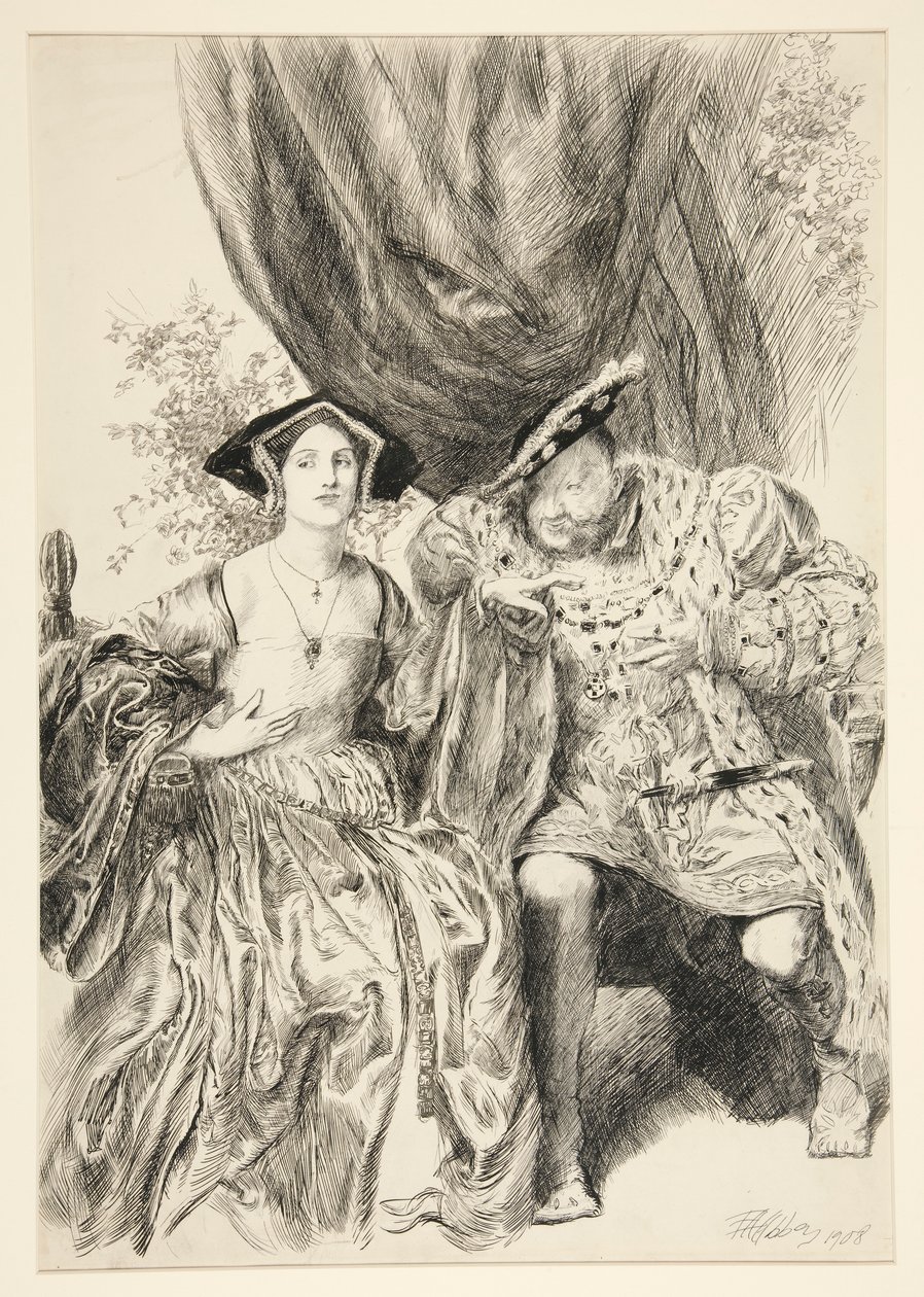 Henry i Anna Boleyn. Król Henryk: autorstwa Edwin Austin Abbey