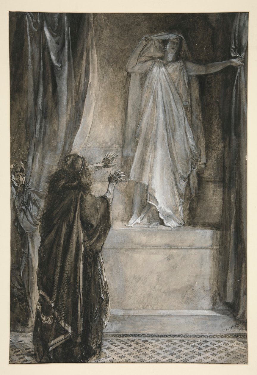 Hermiona - Akt V, Scena III, Zima autorstwa Edwin Austin Abbey