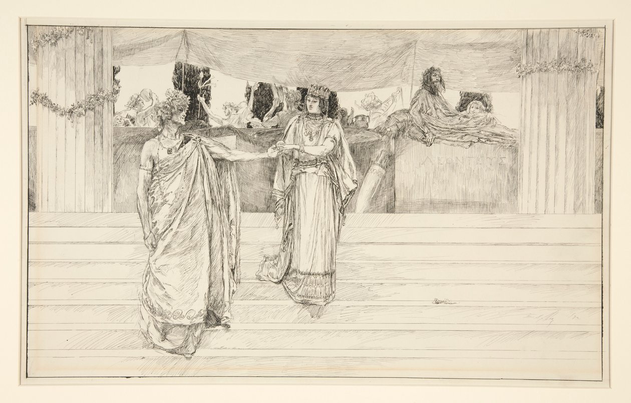 Hermiona błaga Polixenesa - Akt I, Scena II, Zima autorstwa Edwin Austin Abbey