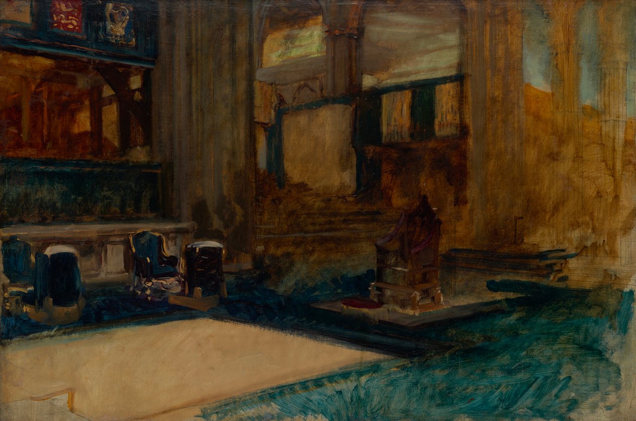 Studium wewnętrzne opactwa westminsterskiego na koronację króla Edwarda VII autorstwa Edwin Austin Abbey