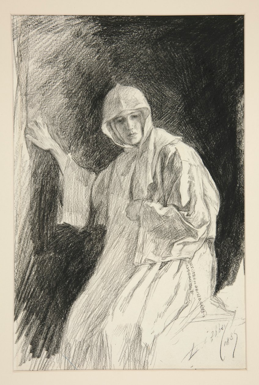 Izabela w klasztorze - Akt I, Scena V, Miarka za miarkę autorstwa Edwin Austin Abbey