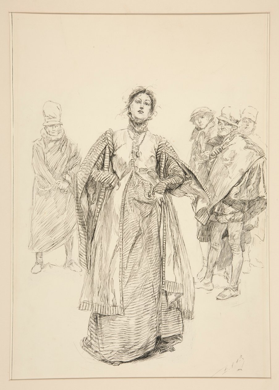 Katharina, ilustracja do aktu I, scena I, Poskromienie złośnicy autorstwa Edwin Austin Abbey