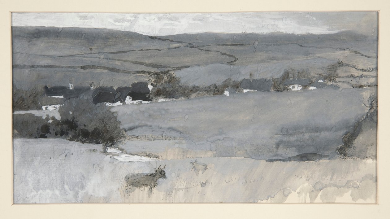 Krajobraz z krową na pierwszym planie autorstwa Edwin Austin Abbey