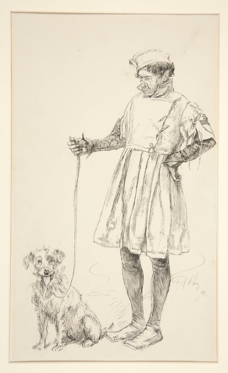 Wrona i jego pies, z aktu IV, scena IV, Dwóch dżentelmenów z Werony autorstwa Edwin Austin Abbey