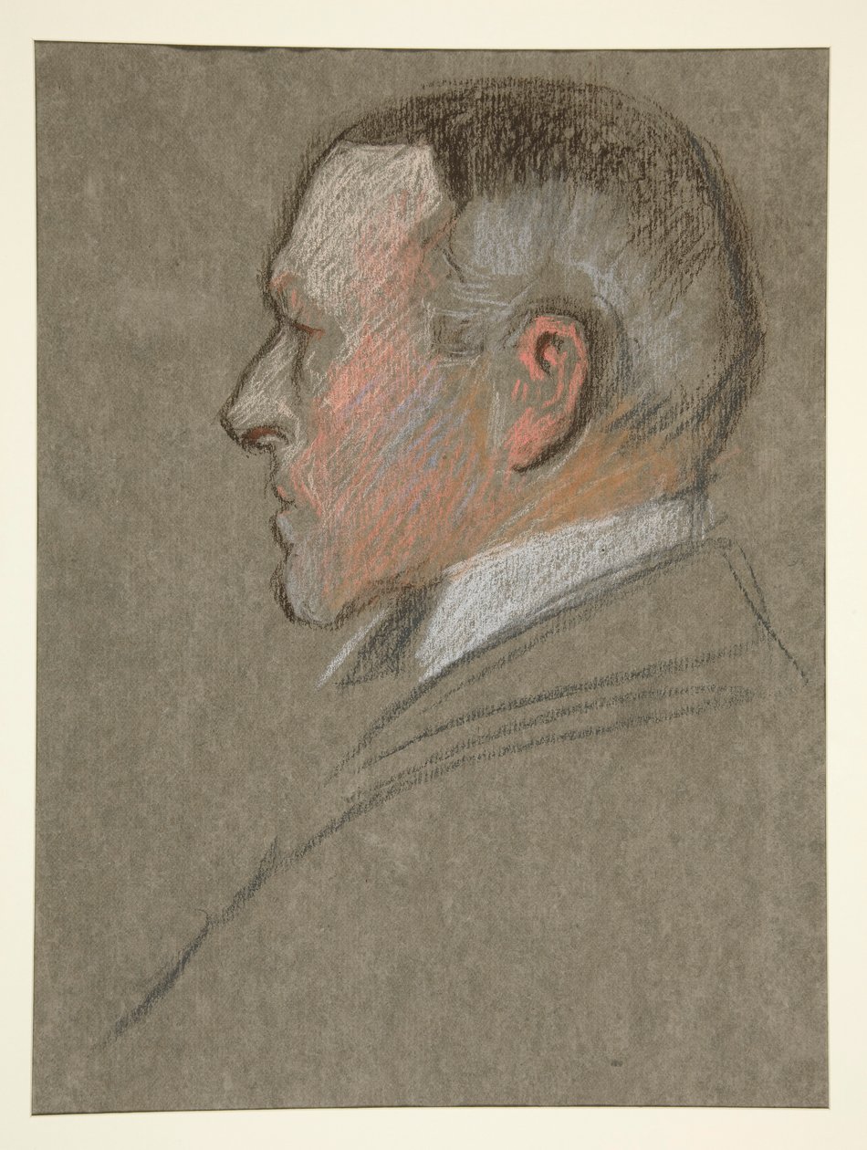 Lewy profil głowy mężczyzny, na koronację Edwarda. VII autorstwa Edwin Austin Abbey