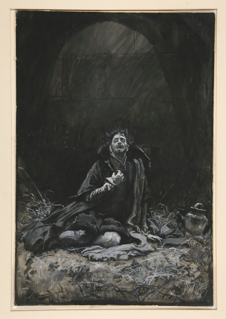 Malvolio w lochach, ilustracja do Aktu III, Scena IV, Trzech Wieczór autorstwa Edwin Austin Abbey