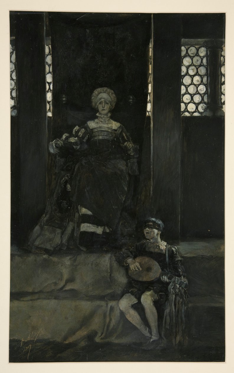 Mariana i śpiew chłopca - Akt III, Scena I, Miarka za miarkę autorstwa Edwin Austin Abbey