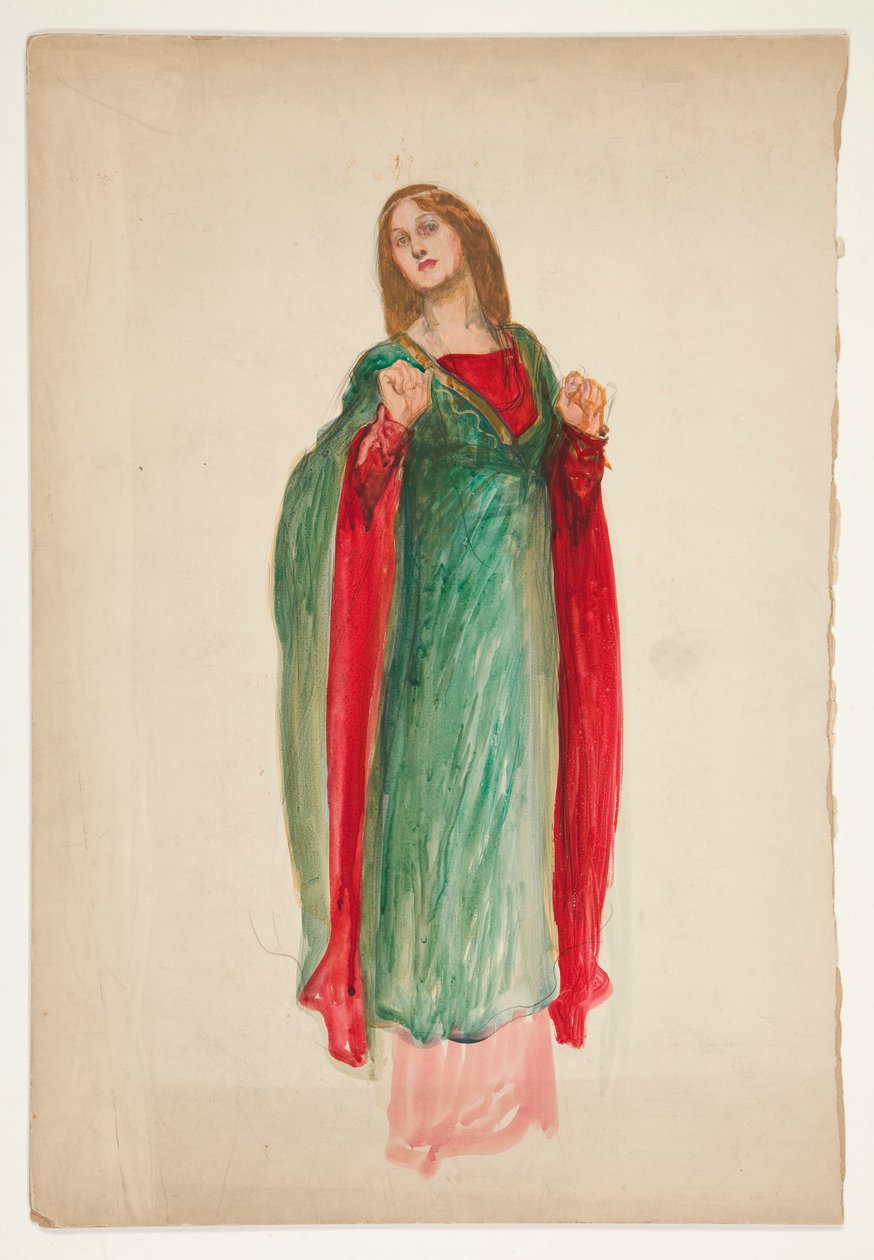 Średniowieczna dama, szkic do niezidentyfikowanej sztuki Szekspira autorstwa Edwin Austin Abbey