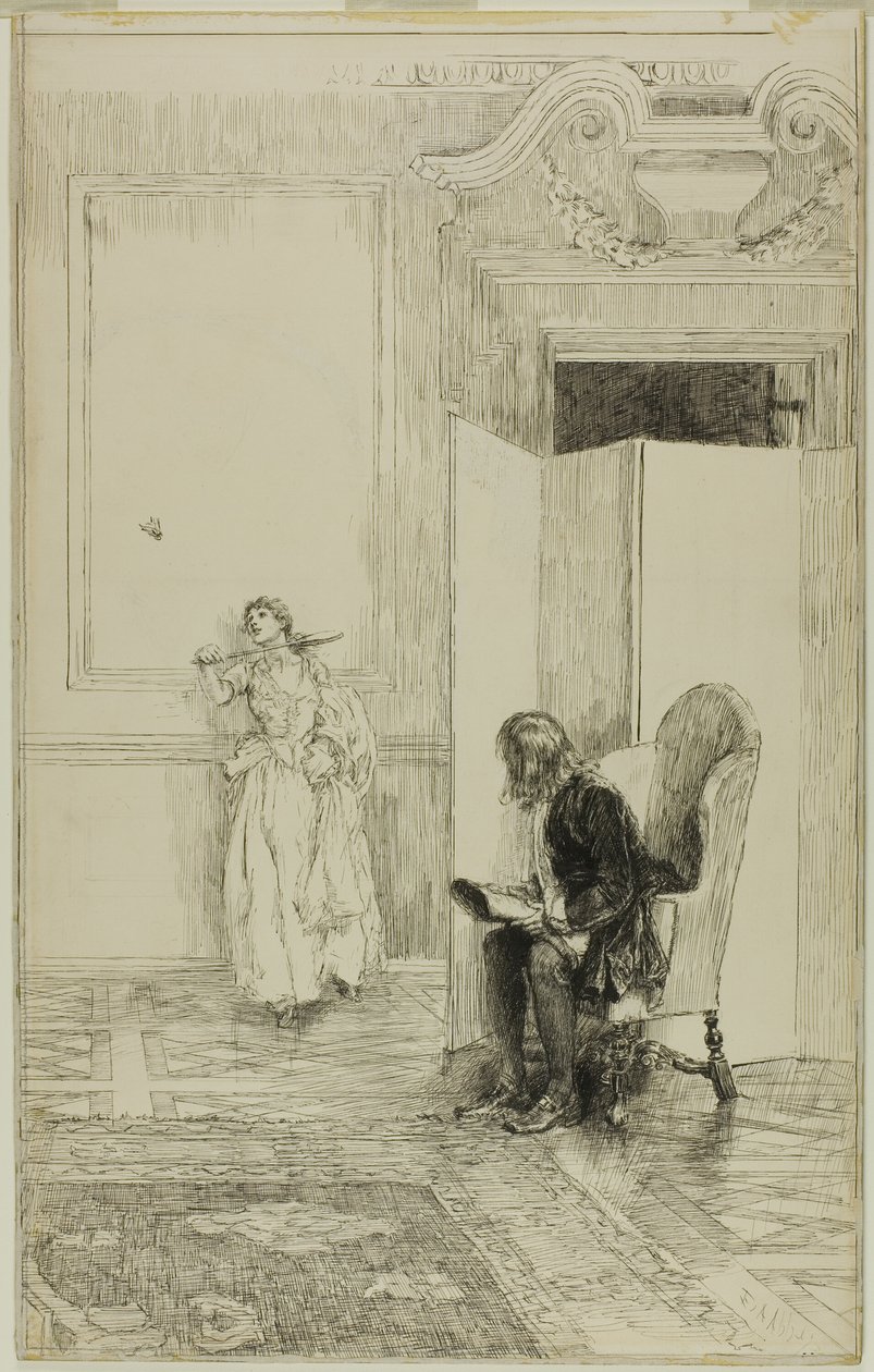 Teraz przekroczył lustrzaną twarz autorstwa Edwin Austin Abbey