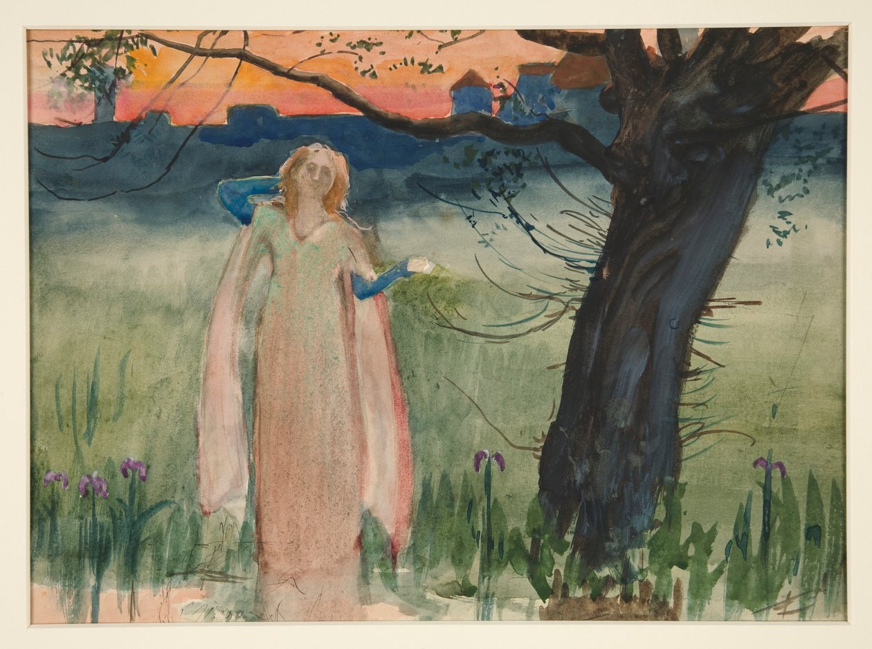 Ofelia nad potokiem - Akt IV, scena VII, Hamlet autorstwa Edwin Austin Abbey
