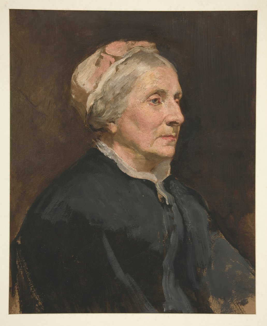 Portret starszej kobiety (niezidentyfikowana opiekunka) autorstwa Edwin Austin Abbey