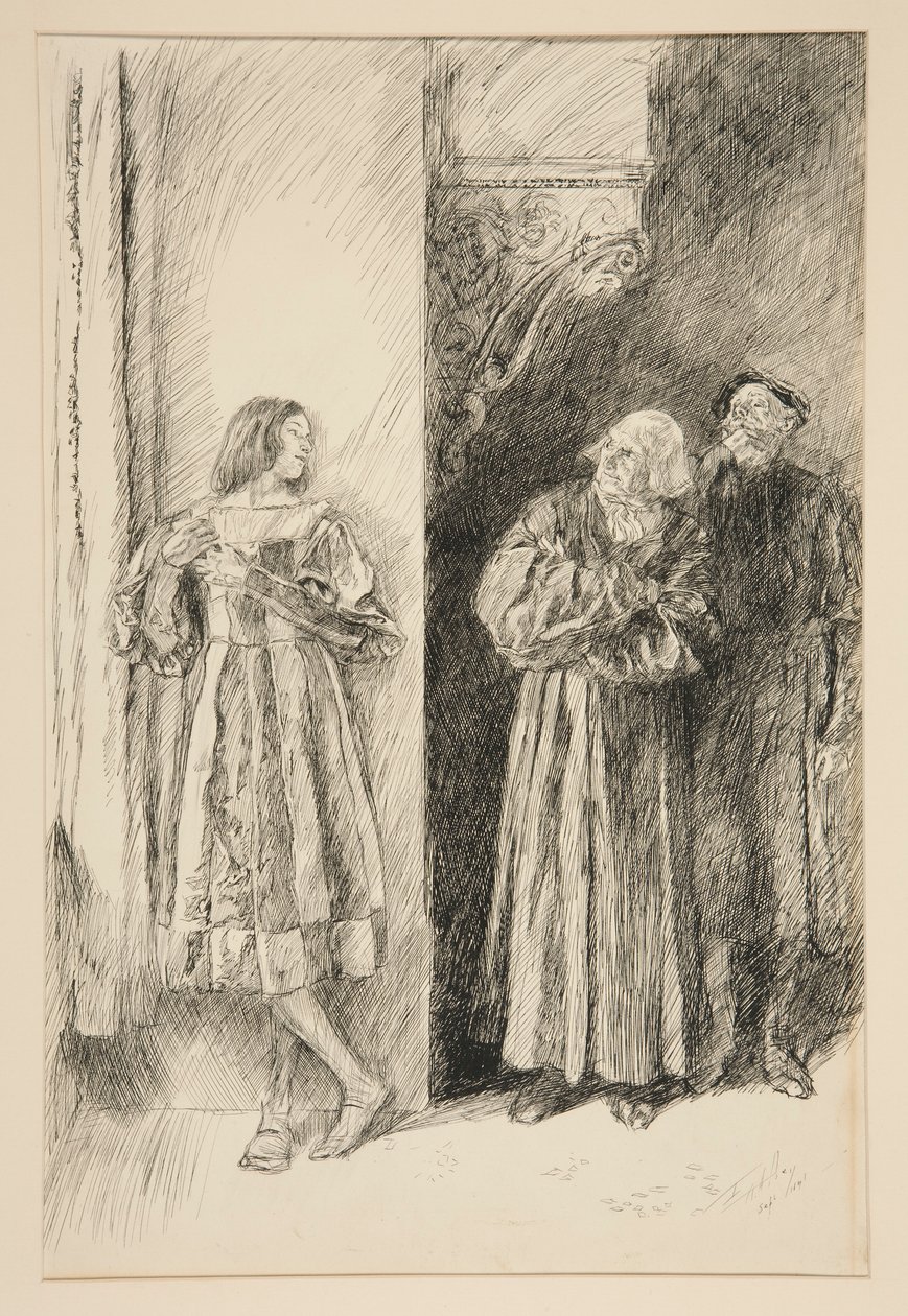 Proteusz i Antonio, z aktu I, scena III, Dwóch dżentelmenów z Werony autorstwa Edwin Austin Abbey