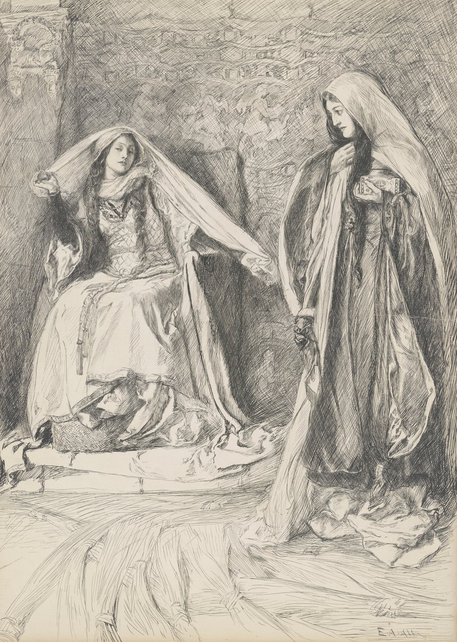 Rebecca i Rowena, ilustracja dla Ivanhoe autorstwa Edwin Austin Abbey