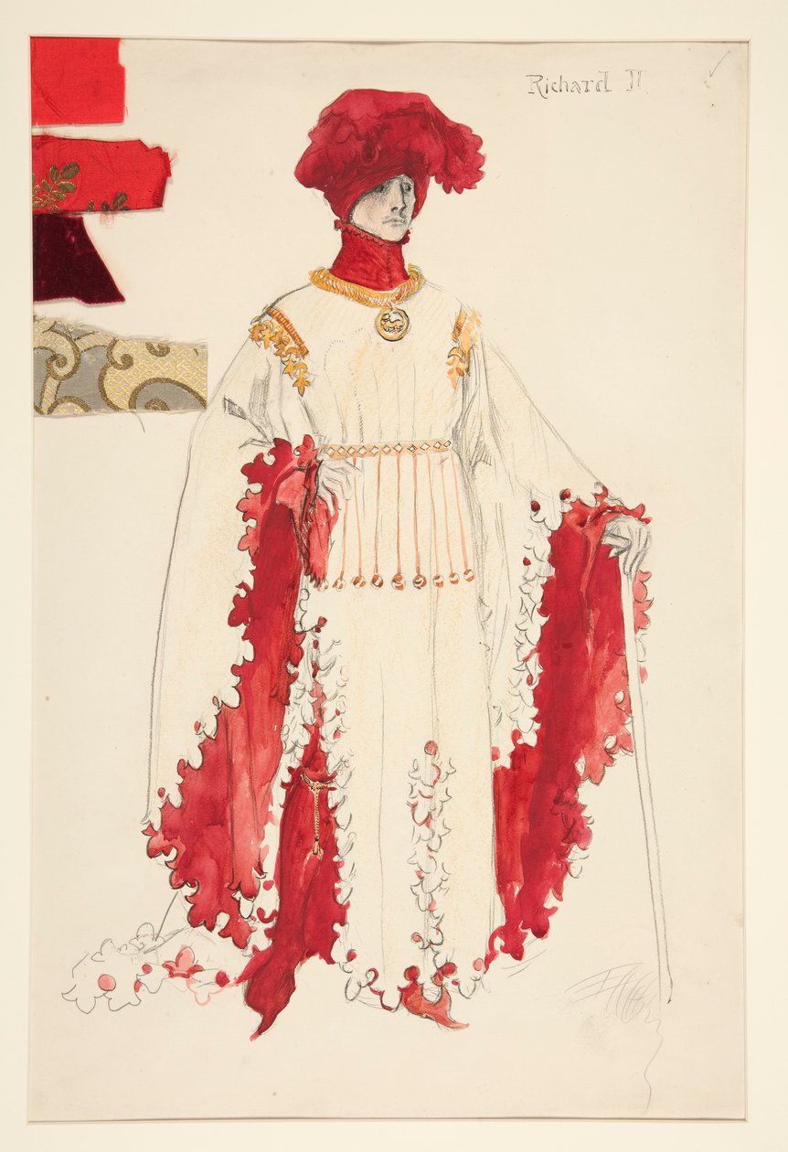 Ryszard II (w kolorze czerwonym), szkic kostiumu dla Henry