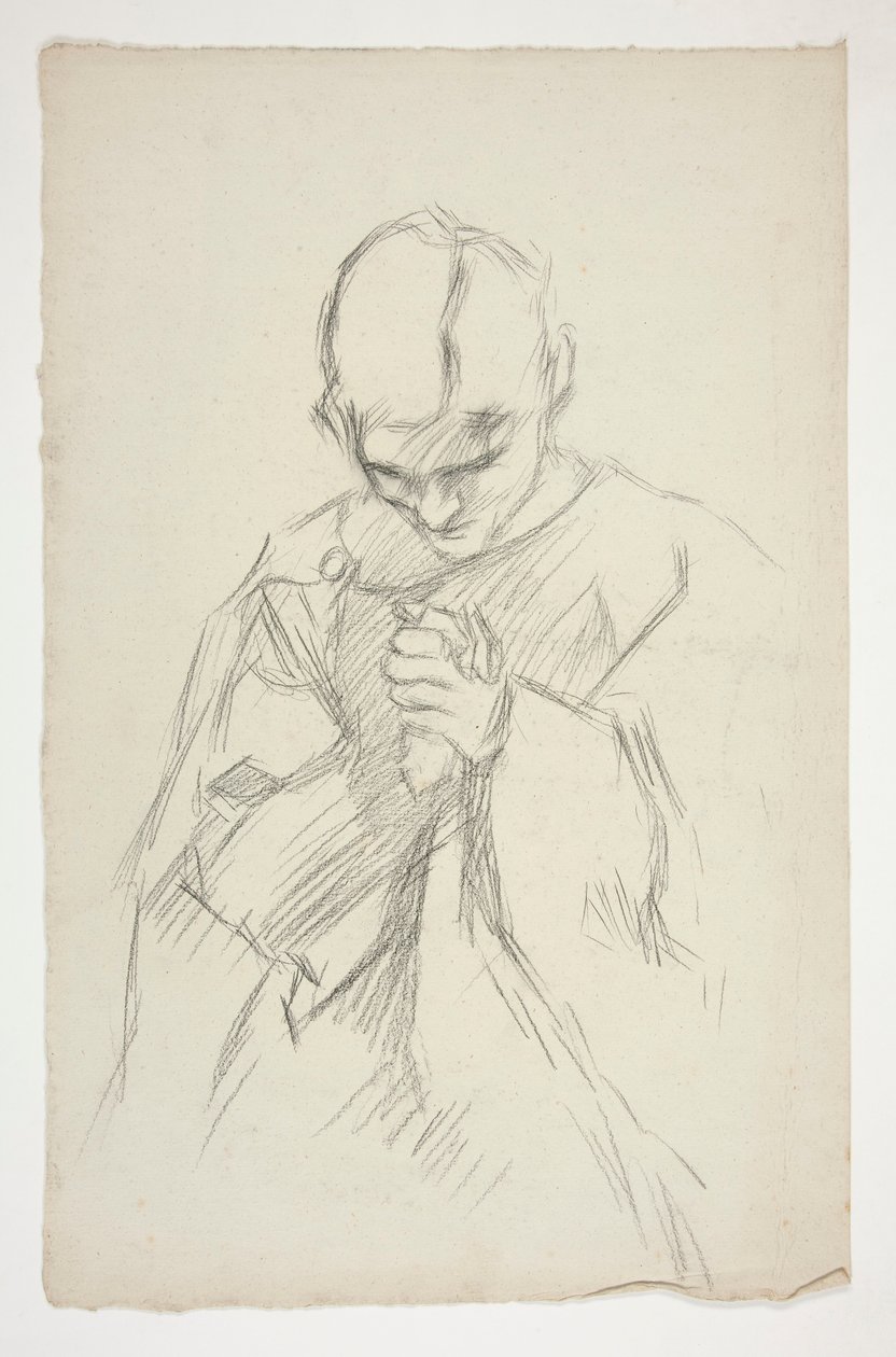 Postać w szacie, modląca się: studium do serii murali The Quest of the Holy Graal w Bibliotece Publicznej w Bostonie autorstwa Edwin Austin Abbey