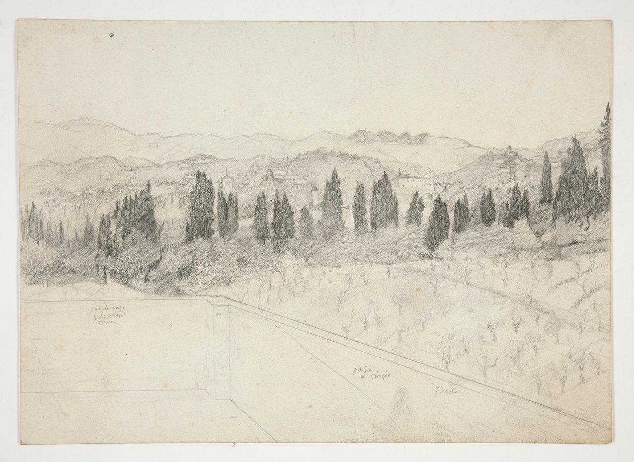 Pejzaż rzymski(?) widziany z balkonu (recto); Pejzaż morski (verso) autorstwa Edwin Austin Abbey