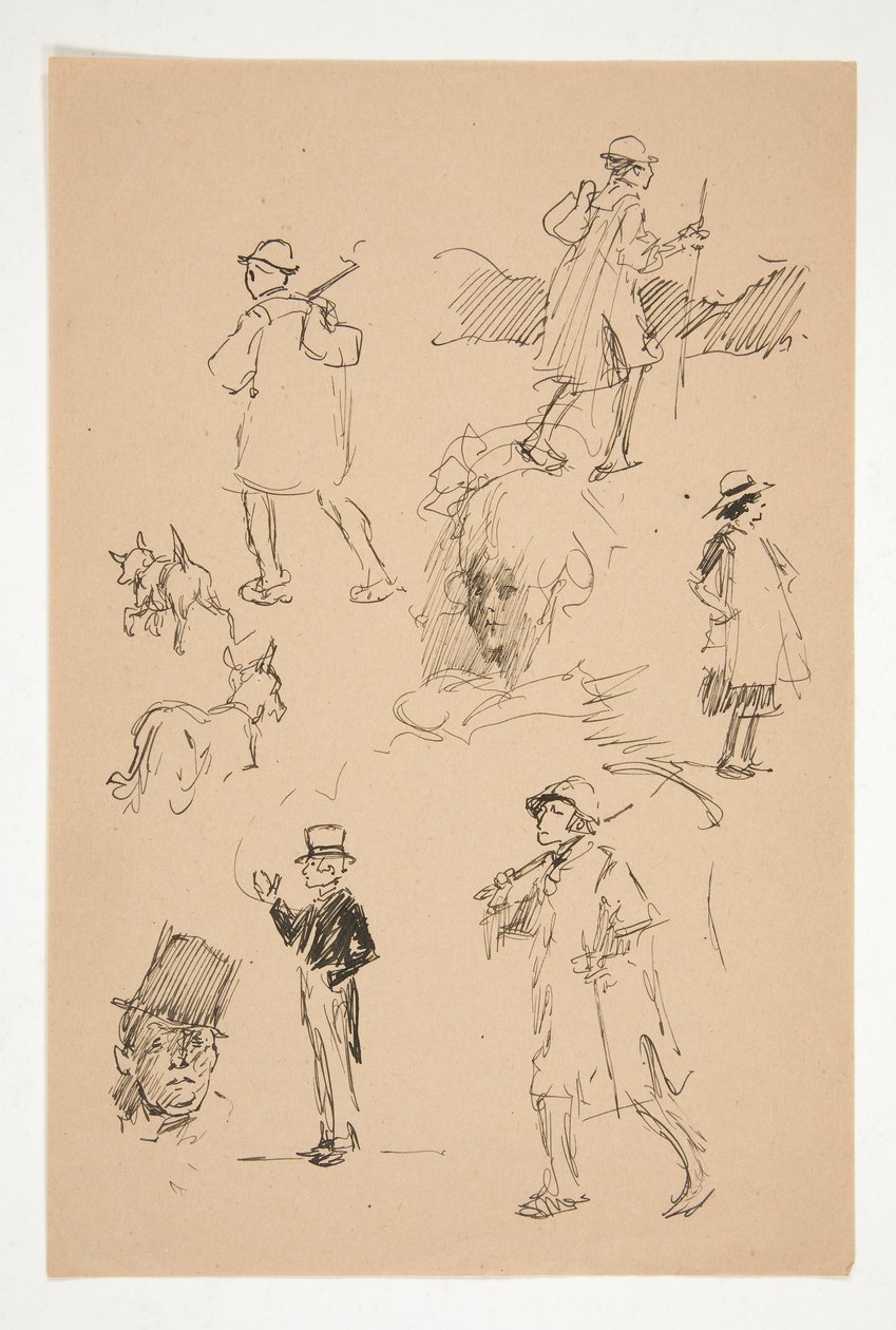 Arkusz szkiców postaci wiejskich autorstwa Edwin Austin Abbey