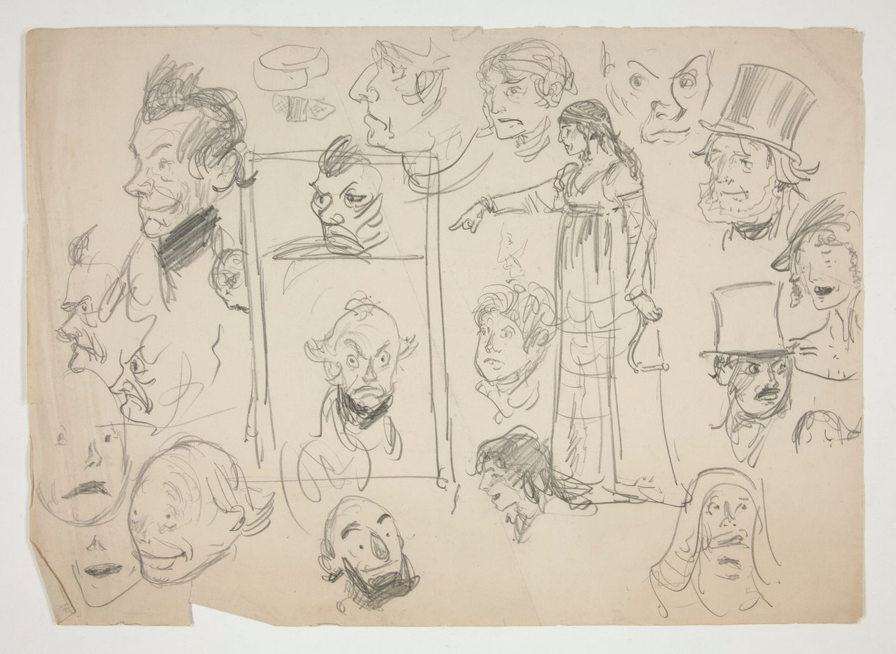Arkusz szkiców twarzy autorstwa Edwin Austin Abbey