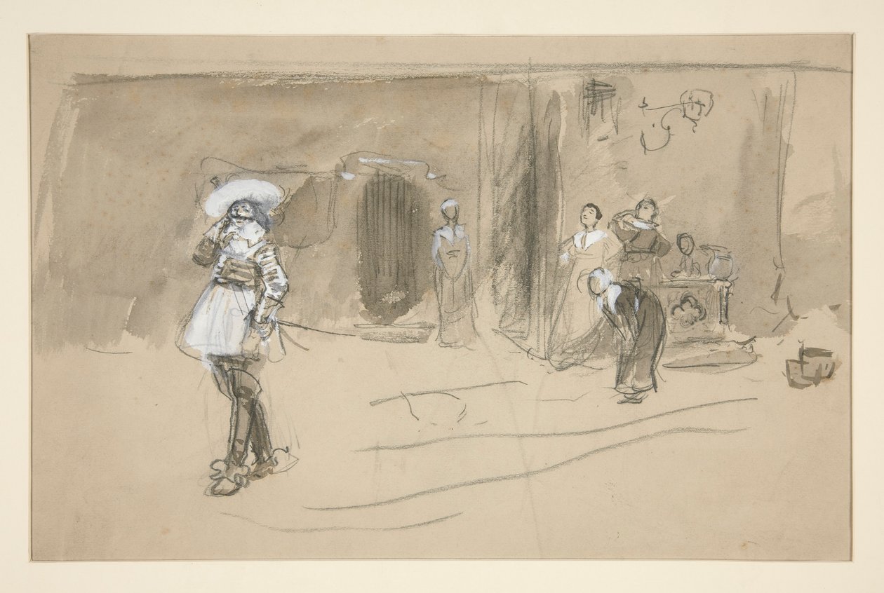 Szkic do ilustracji do Selections from the Poetry of Robert Herrick (książka wydana przez Harpera w 1882 roku, wcześniej opublikowana w Harper autorstwa Edwin Austin Abbey