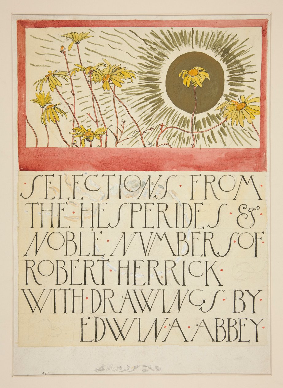 Szkic do ilustracji do Selections from the Poetry of Robert Herrick (książka wydana przez Harpera w 1882 roku, wcześniej opublikowana w Harper autorstwa Edwin Austin Abbey